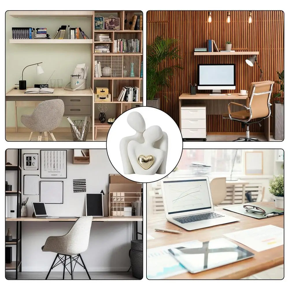 Ceramic Couple Hugging Figurine – Abstract Modern Love Sculpture for Home Décor & Gifts