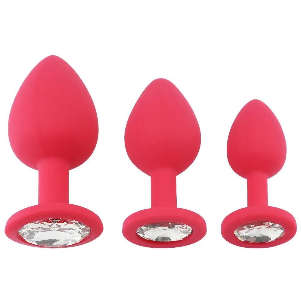 GemPlug – Silicone Anal Plug with Diamond Crystal Base Unisex Pleasure, Multiple Sizes