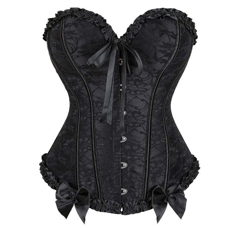 Sexy Gothic Overbust Corset Top – Lace-Up Boned Bustier with Elastic Fit, Steampunk Body Shaper for Women