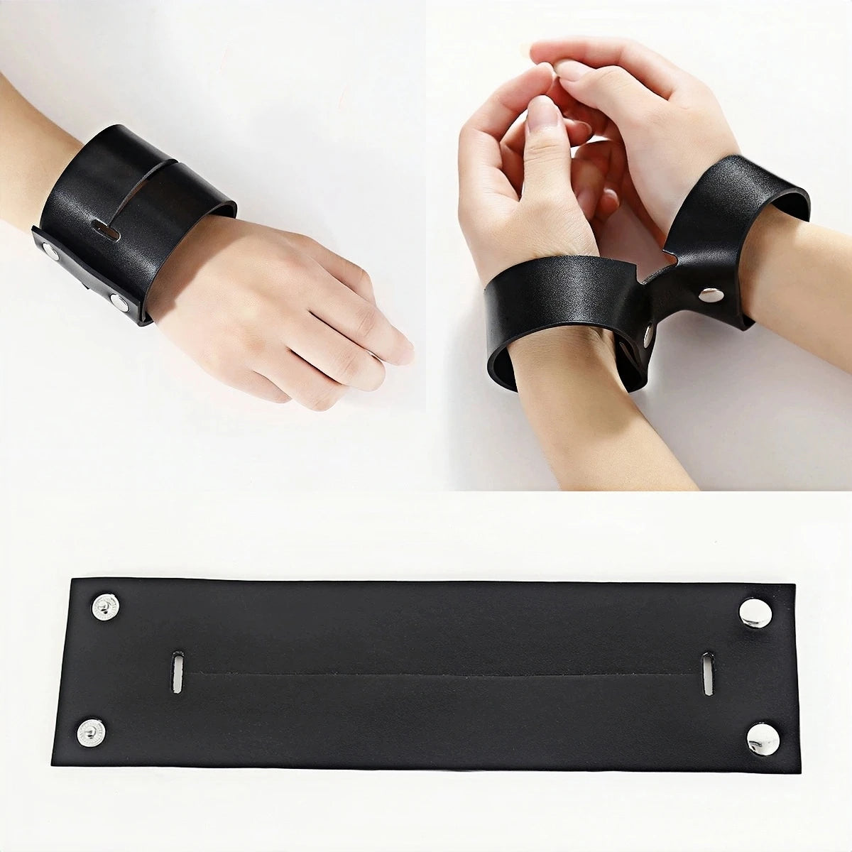 Leather Handcuffs Couple Bracelet – Sexy Role-Playing & Halloween Party Accessory | Stage Performance Props