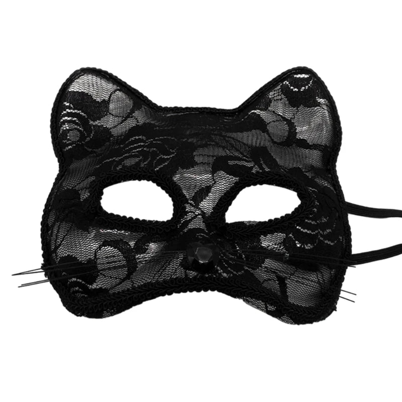 Sexy Lace Cat Face Mask – Elegant Masquerade & Halloween Mask for Women