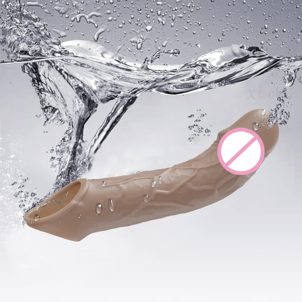 Remote Control Vibrating Penis Extension Sleeve – Reusable Silicone G-Spot Stimulator & Ejaculation Delay Toy for Couples