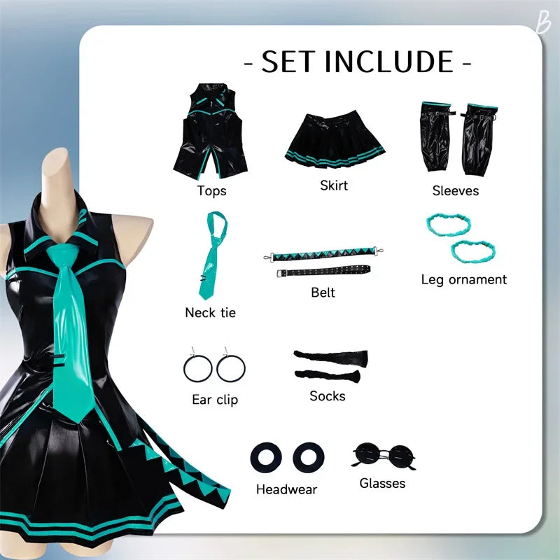 Miku Cosplay Maid Uniform Costumes Anime Role Play Gaming Halloween Party Costumes for Women Cheeky Lady