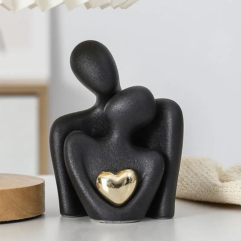 Ceramic Couple Hugging Figurine – Abstract Modern Love Sculpture for Home Décor & Gifts