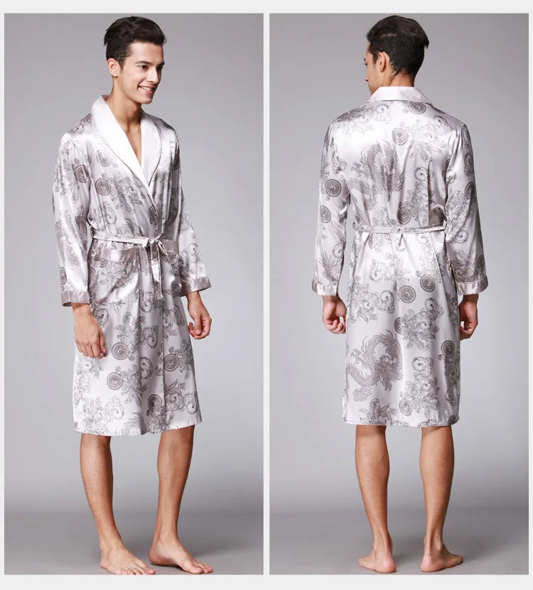 Luxury Comfort – Dragon Print Satin Pijamas for Men