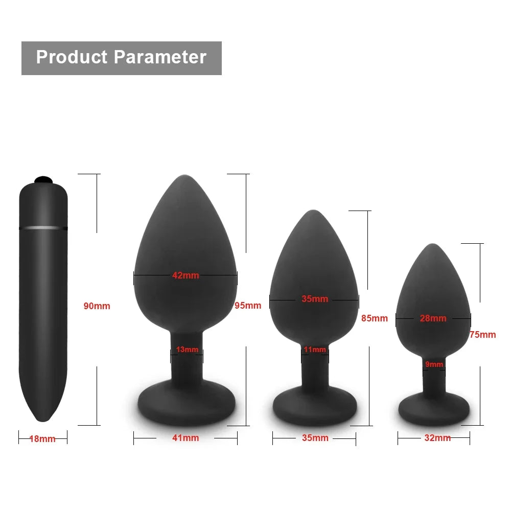 PulsePlug Silicone Anal Vibrator Set – Unisex Bullet-Style Butt Plugs