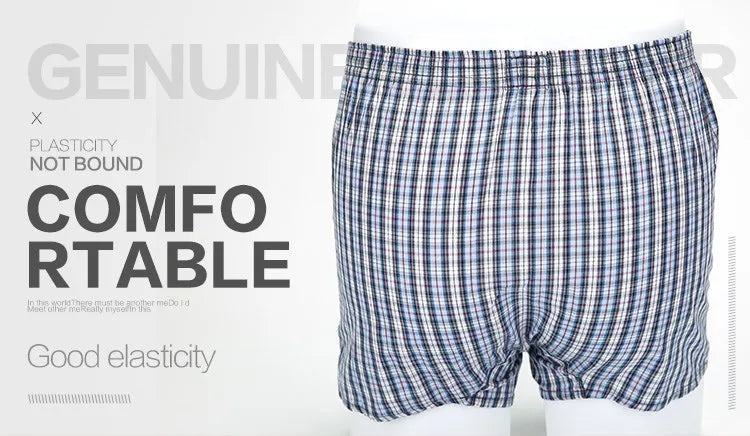 Classic Plaid Cotton Boxers – Men’s 4PCS Plus Size