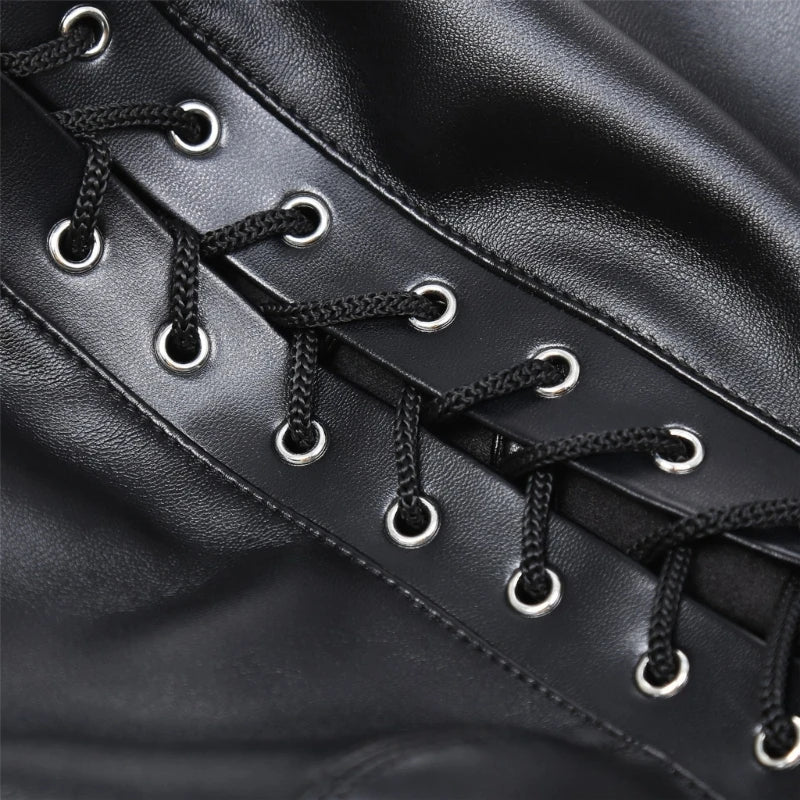 Zippered PU Leather Full Head Mask – Erotic Horror Headgear for Roleplay, Fetish Wear, & Halloween Domination