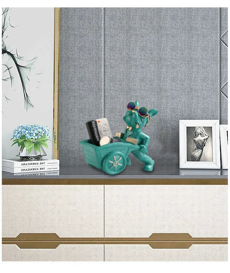 Builder French Bulldog with Wheelbarrow – Resin Dog Statue | Living Room Table Decoration & Home Ornament