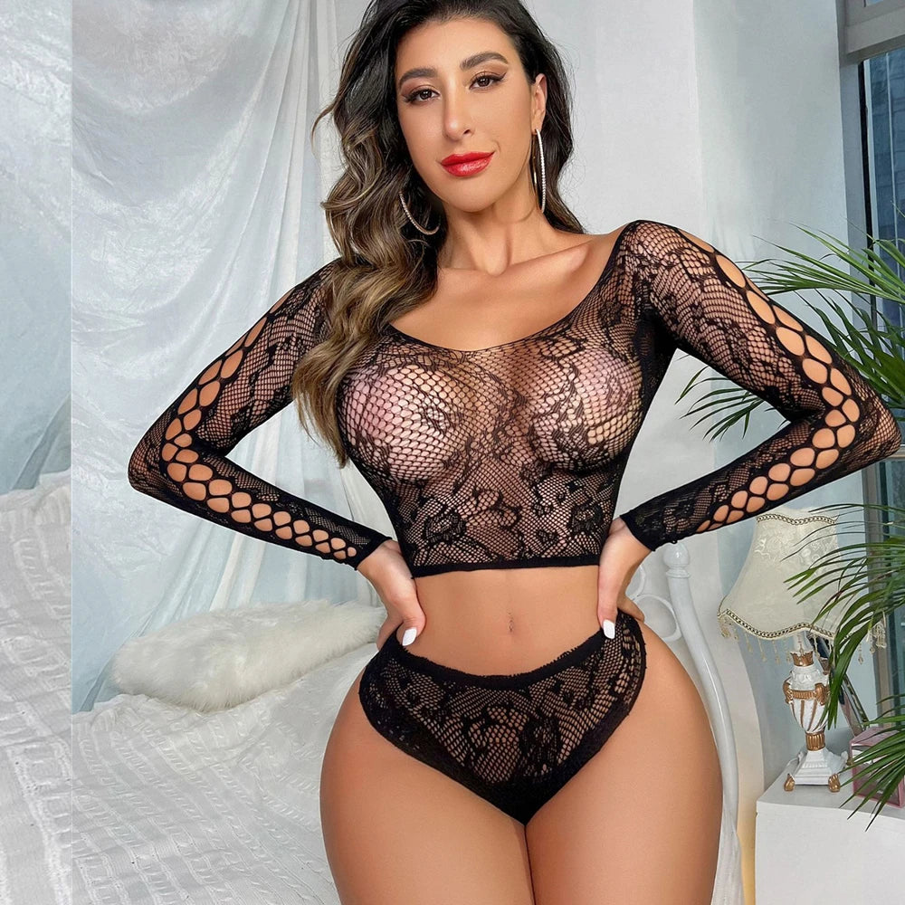 Sexy White Mesh Bodysuit – Fishnet Transparent Club & Beachwear