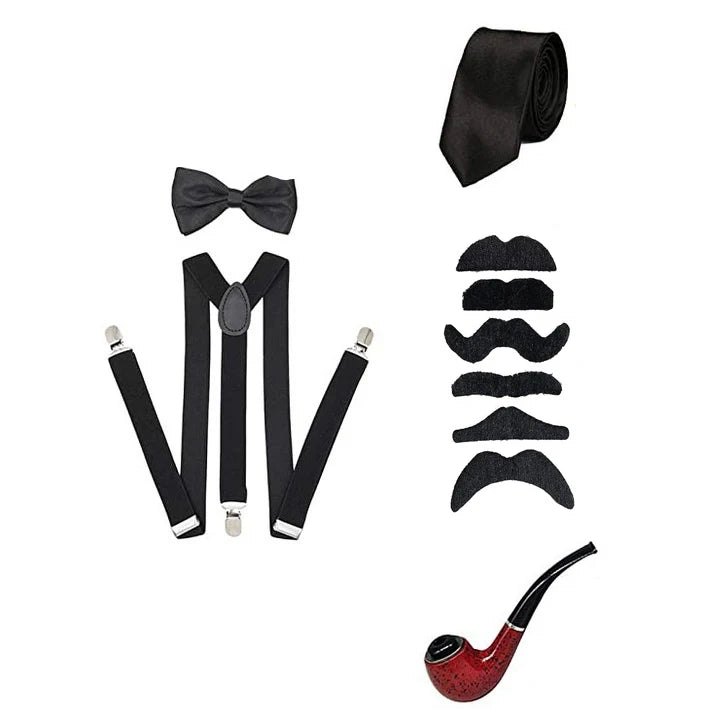 Roaring 20s Gatsby Gangster Accessory Kit – Vintage Panama Hat, Bow Tie & Suspenders for Dashing 1920s Cosplay or Speakeasy Style