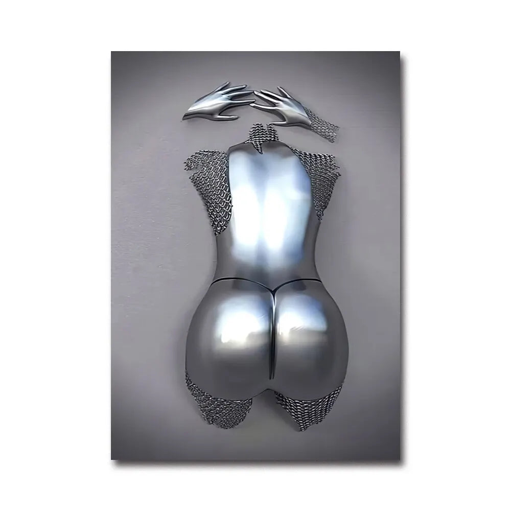 Futuristic Desire – Abstract Metal Robot Canvas
