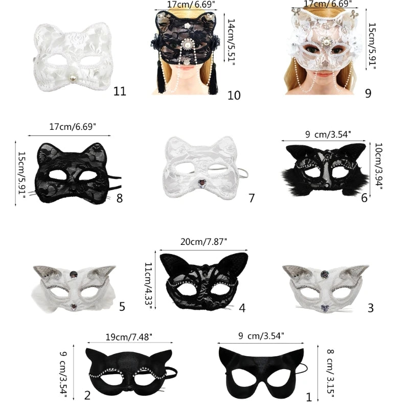 Sexy Lace Cat Face Mask – Elegant Masquerade & Halloween Mask for Women