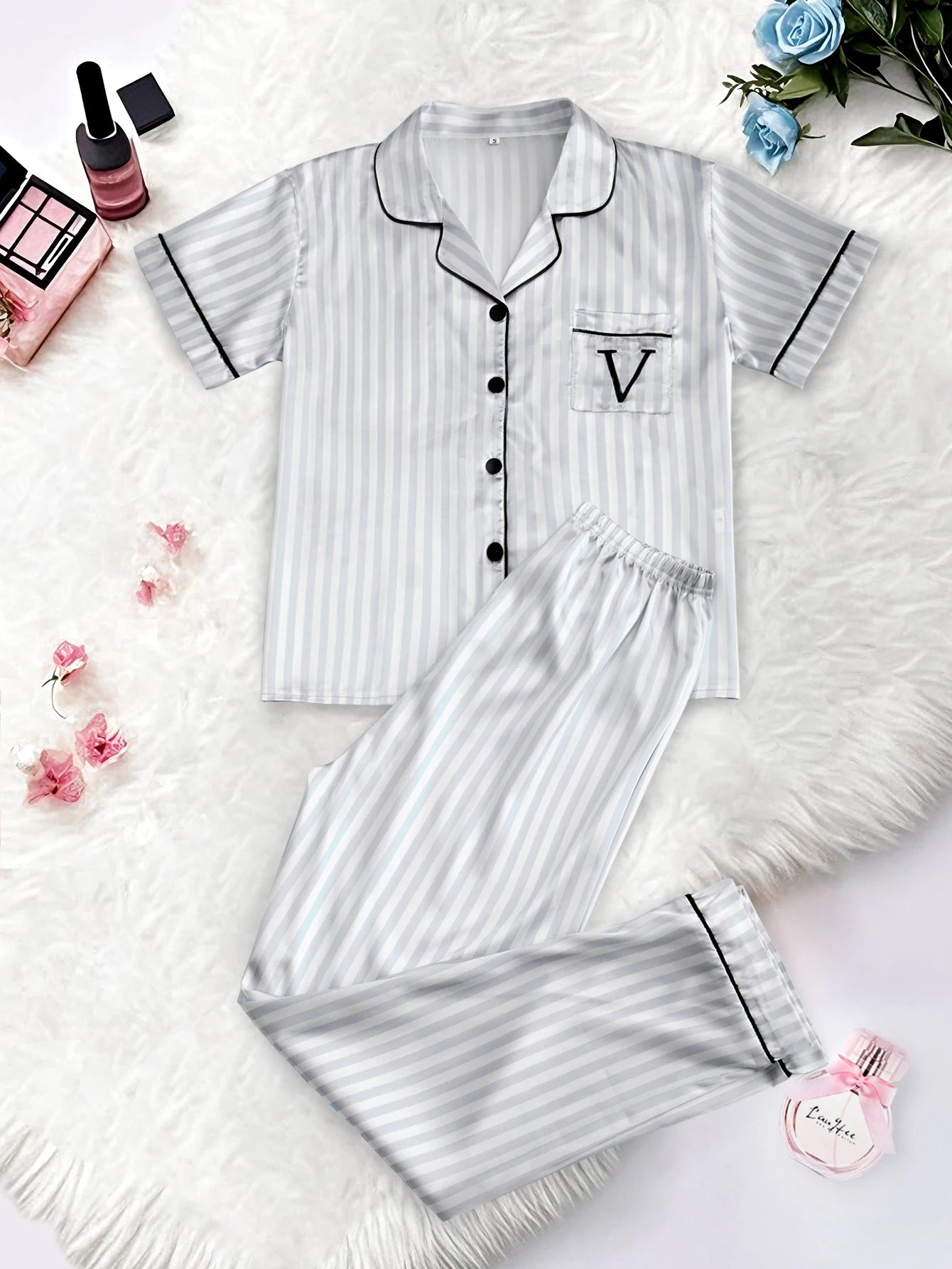 Classic Striped Satin Pajama Set