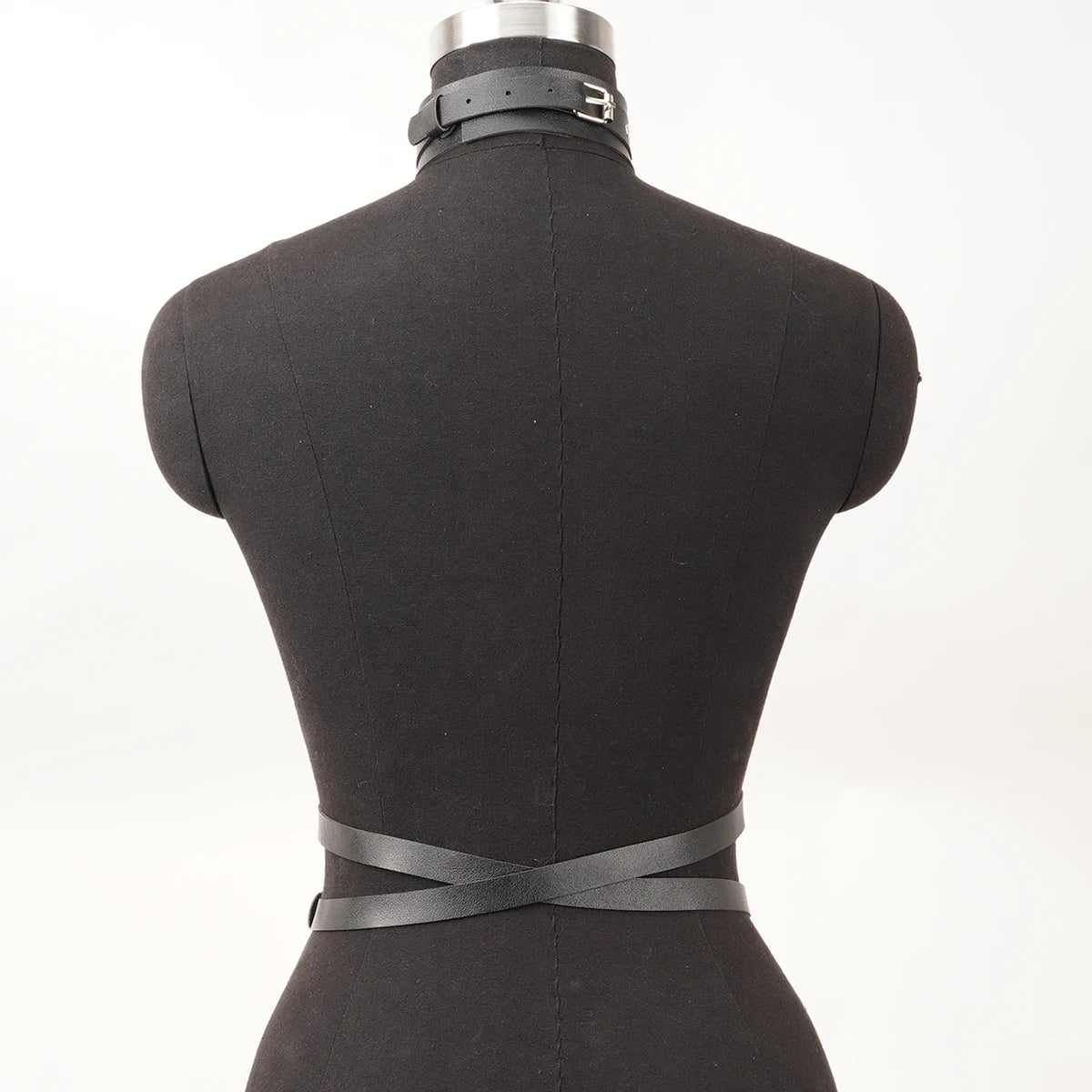 Women's Fashionable Gothic PU Leather Waist Belt with Neck Connection Y2K Style Accessory for Valentine's Day