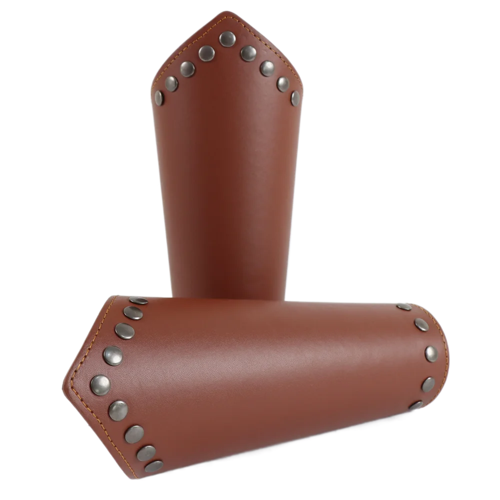 2pcs Medieval Steampunk Viking Knight Bracers – PU Leather Scale Arm Armor for LARP, Cosplay & Theatre