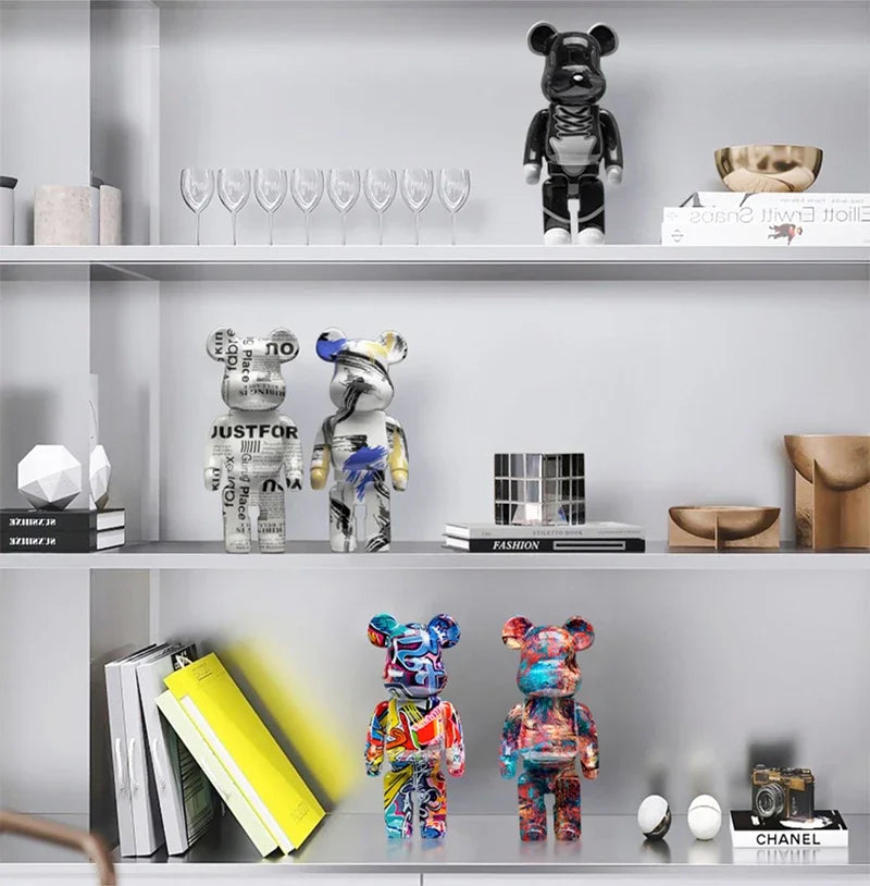 Graffiti Bear Figurine – Modern Abstract Animal Ornament & Money Jar | Home, Table & Room Decor