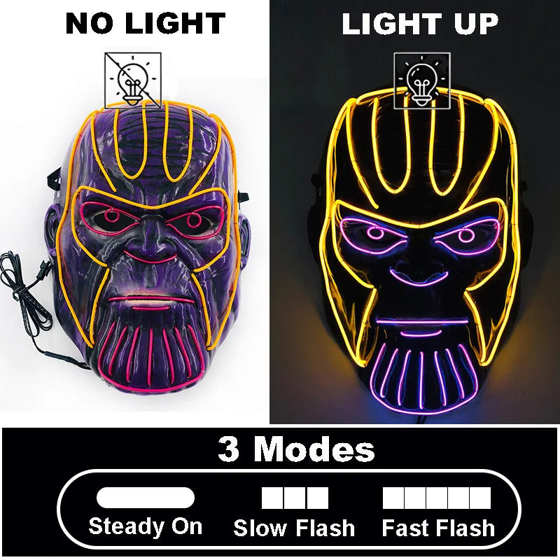 Glow-in-the-Dark Halloween Mask – Neon Luminous Half-Face Masque for Cosplay & Costume Parties