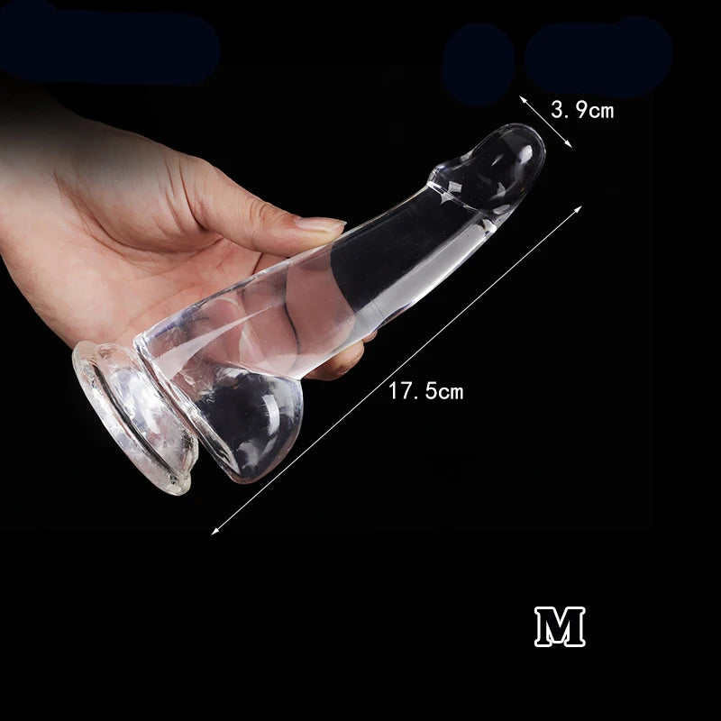 CrystalClimax Transparent Realistic Dildo – Suction, Strap-On Ready & 4 Sizes of Pure Pleasure