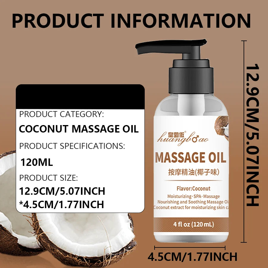 Coconut Massage Oil for Couples – Relaxing Full Body Massage Therapy Oil with Smooth-Gliding Formula, Perfect for Date Night & Valentine’s
