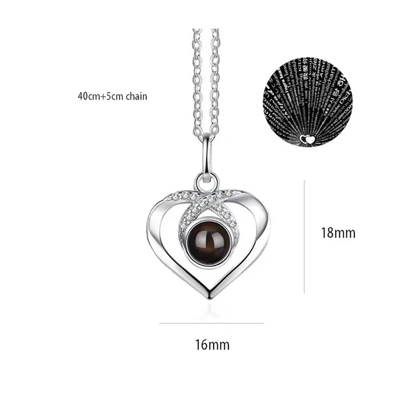 “I Love You in 100 Languages” Heart Pendant Necklace