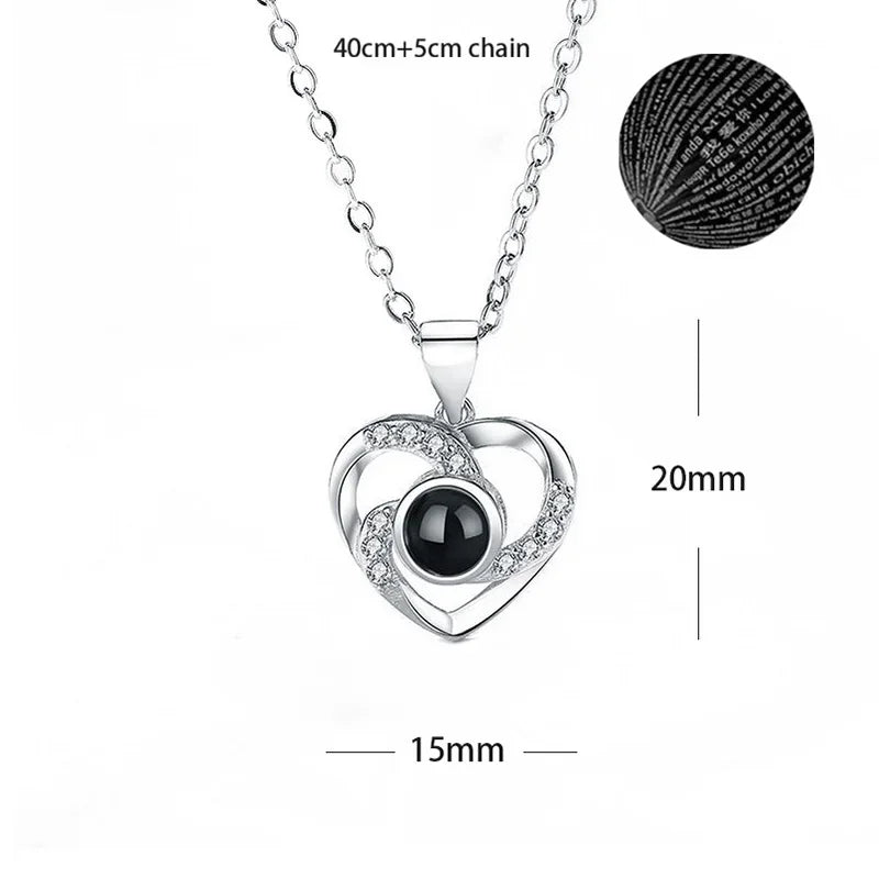 “I Love You in 100 Languages” Heart Pendant Necklace