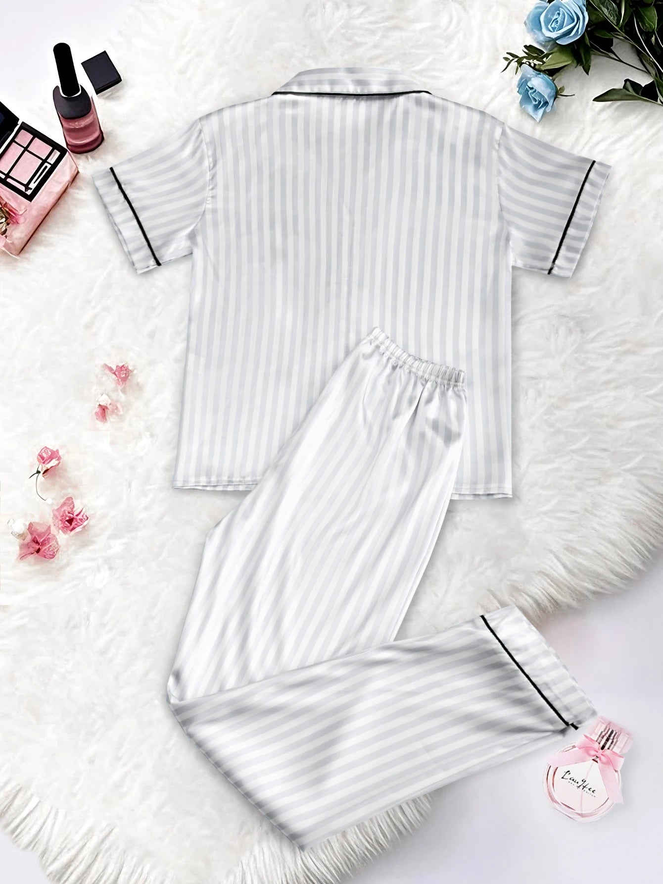 Classic Striped Satin Pajama Set