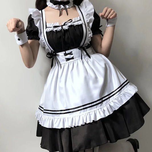Sexy Lolita French Maid Outfit – Cosplay Party Dress with Apron for Women Uniform Roleplay Sexy Lady