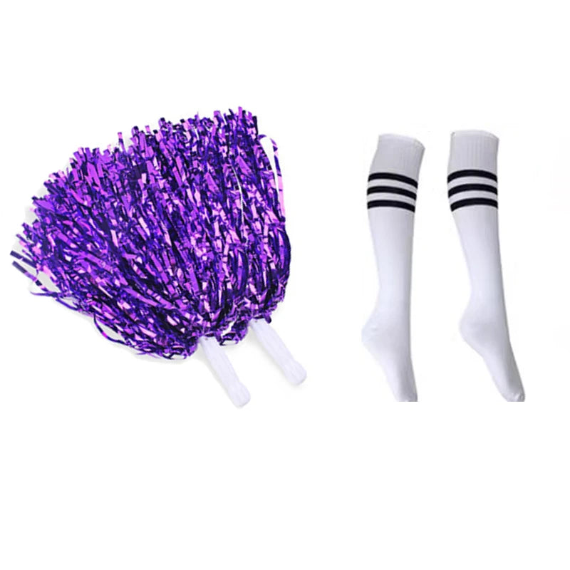 Cheerleader Cosplay Costume for Ladies – High School Uniform Dress with Pompoms for Halloween, Carnival & Party Fun