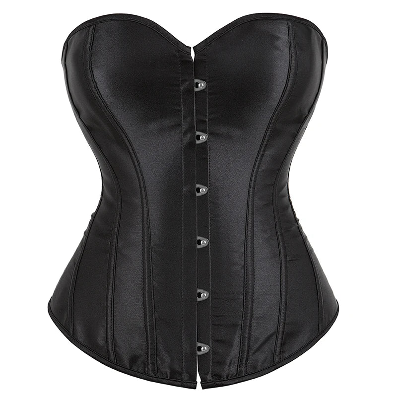 Sexy Gothic Overbust Corset Top – Lace-Up Boned Bustier with Elastic Fit, Steampunk Body Shaper for Women