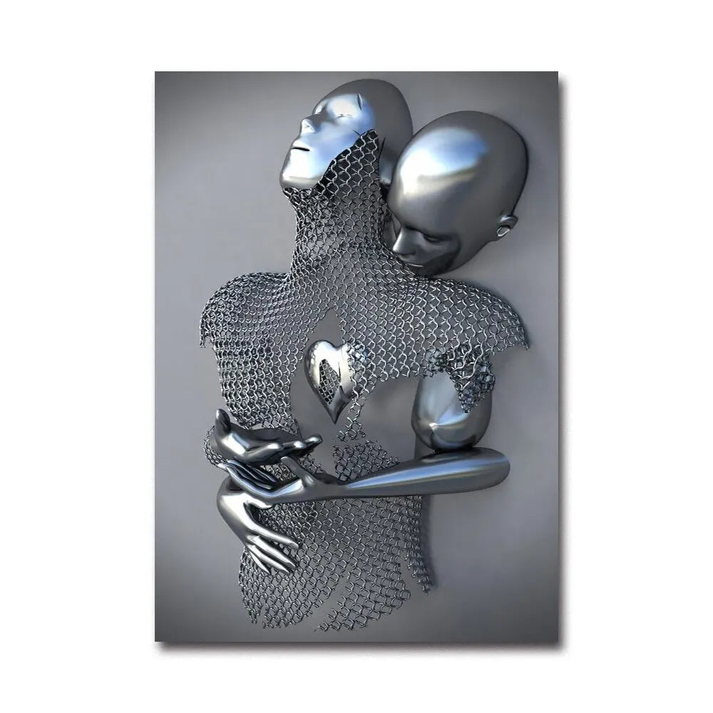 Futuristic Desire – Abstract Metal Robot Canvas