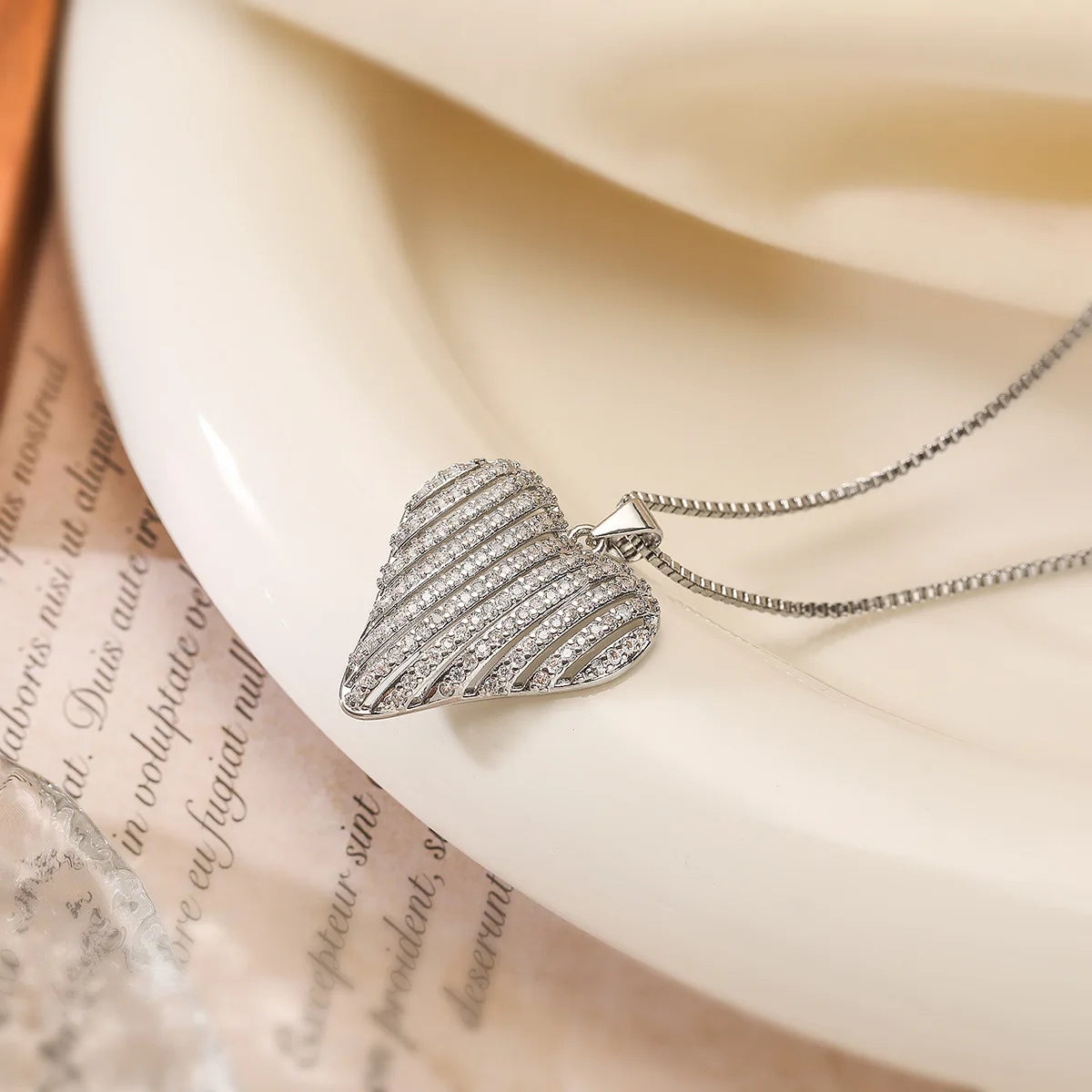 Shimmering Zircon Heart Necklace – Gold Stainless Steel