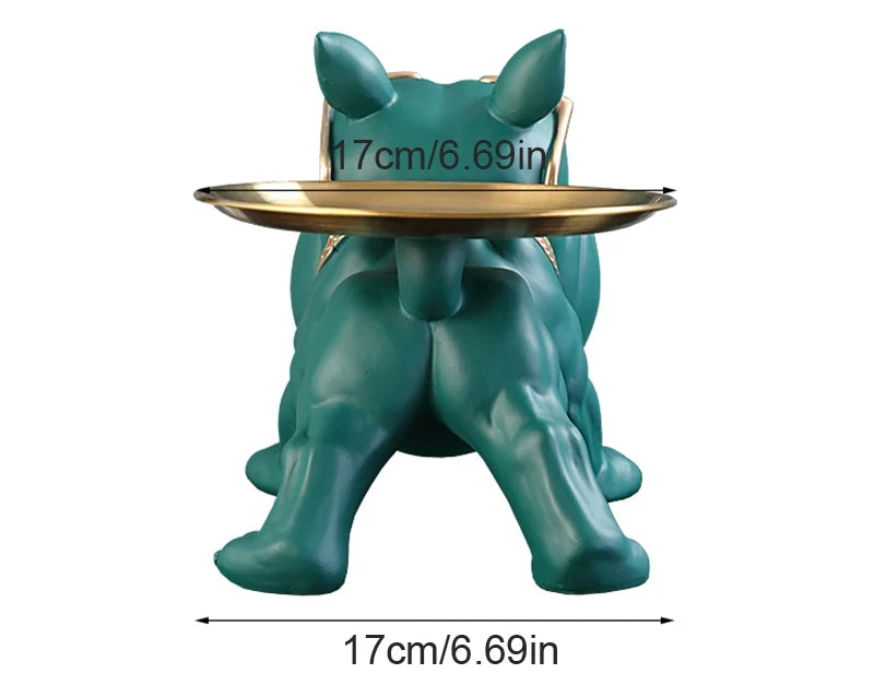 Bulldog Figurine with Storage Box – Resin Dog Statue & Decorative Tray | Home Decor, Puppy Sculpture, Animal Ornament