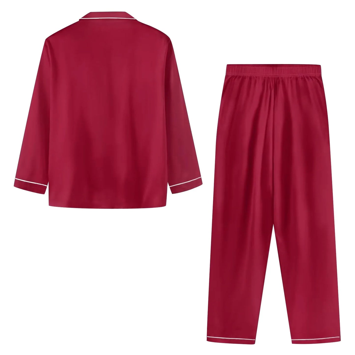 Red Wine Silk Pijamas Set
