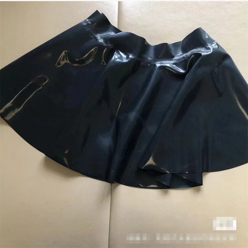 Sexy Natural Latex Mini Skirt – High-Shine Rubber Partywear