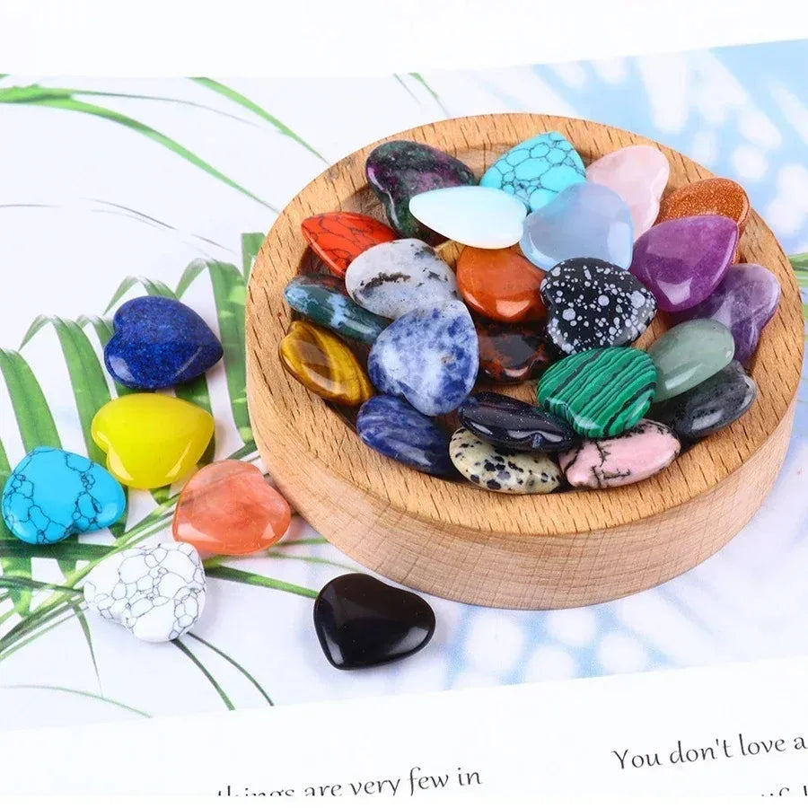 5PCS Heart-Shaped Natural Crystal Stones – Amethyst & Agate Mineral Healing Set for Home Décor & Gifts