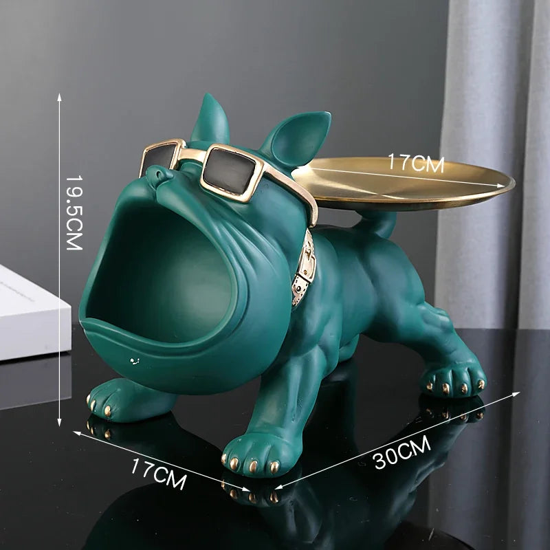Bulldog Figurine with Storage Box – Resin Dog Statue & Decorative Tray | Home Decor, Puppy Sculpture, Animal Ornament