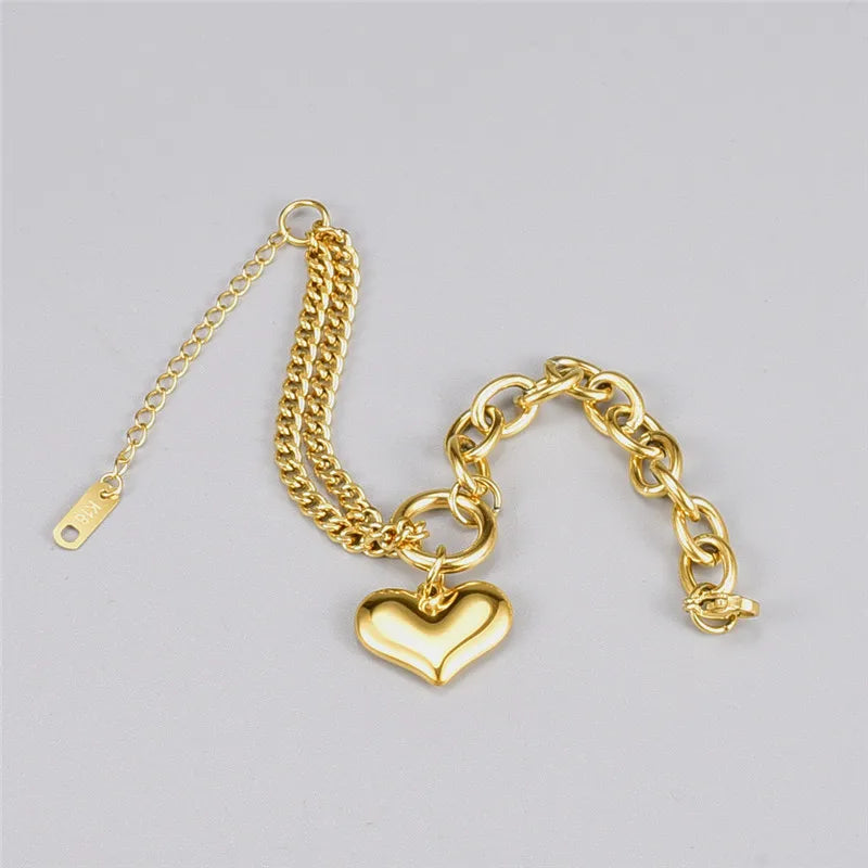 Bold Heart Stainless Steel Jewellery Set