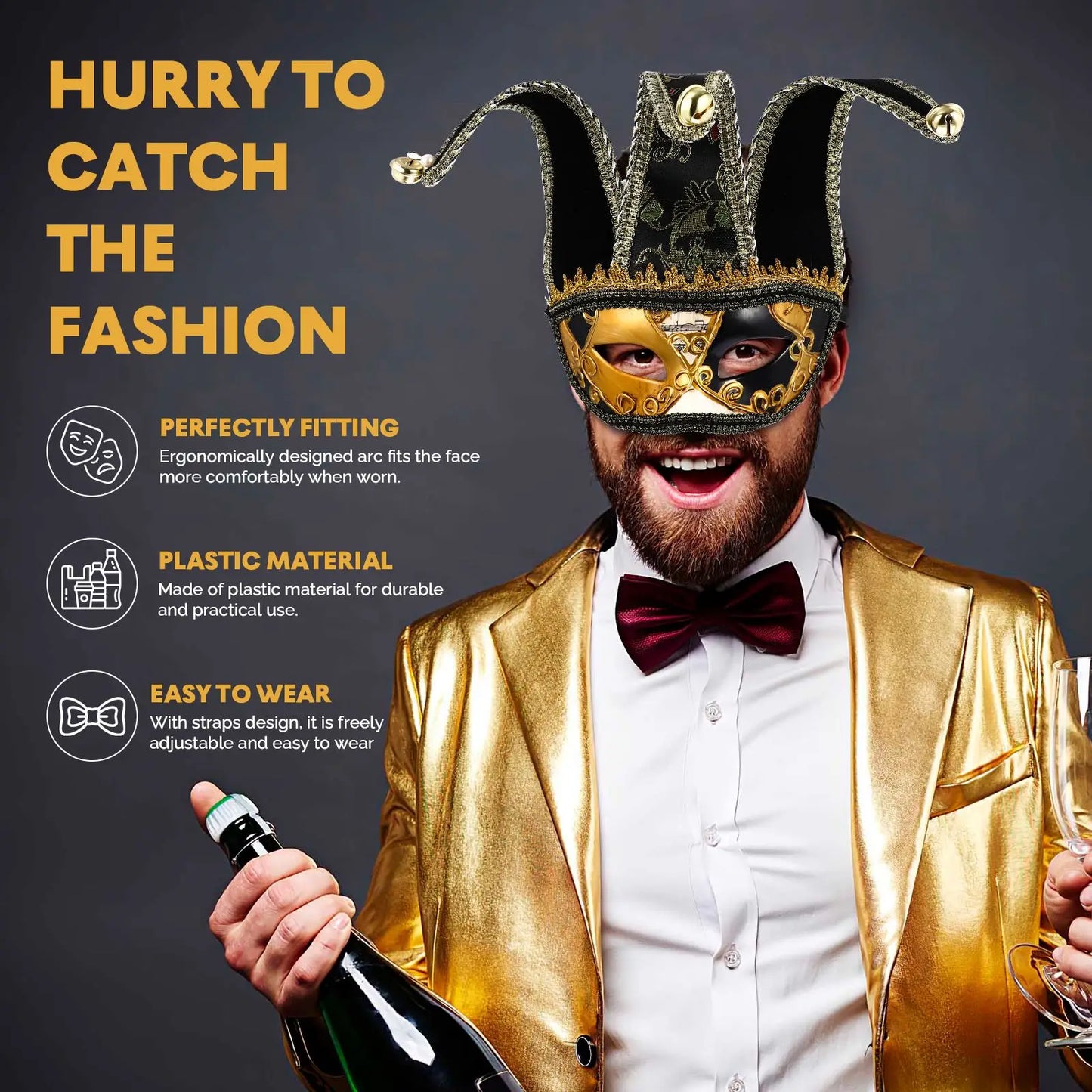 Venetian Style Masquerade Mask for Men and Women – Half Face Carnival & Halloween Fancy Dress Mask