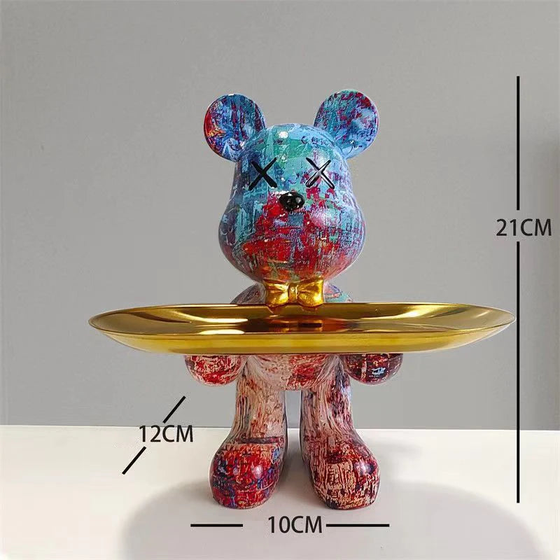 Graffiti Bear Figurine – Modern Animal Ornament & Keys Storage | Home, Shelf, Table, and Room Decor