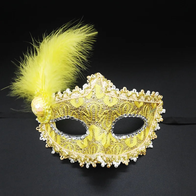 Seductive Lace & Feather Mask – Elegant Half Face Cover for Cosplay, Masquerades & Party Costumes