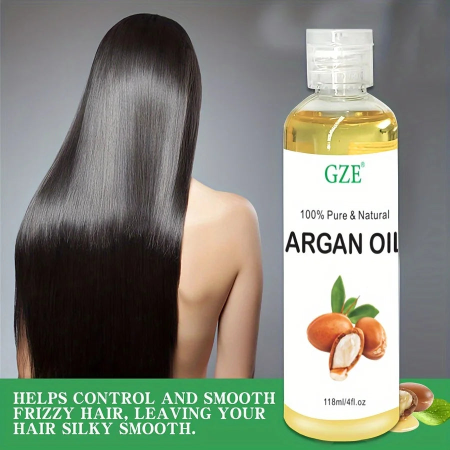 Organic Moroccan Argan Oil – 100% Pure, Cold-Pressed Virgin Oil for Hair, Face, Body & Scalp | Premium Moisturizer for Dry & Damaged Skin