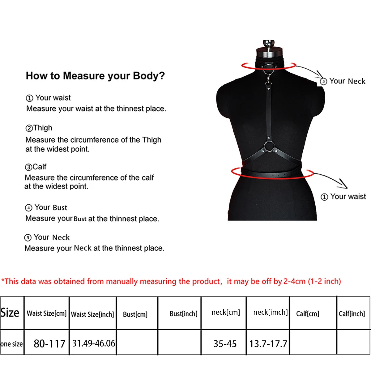 Women's Fashionable Gothic PU Leather Waist Belt with Neck Connection Y2K Style Accessory for Valentine's Day