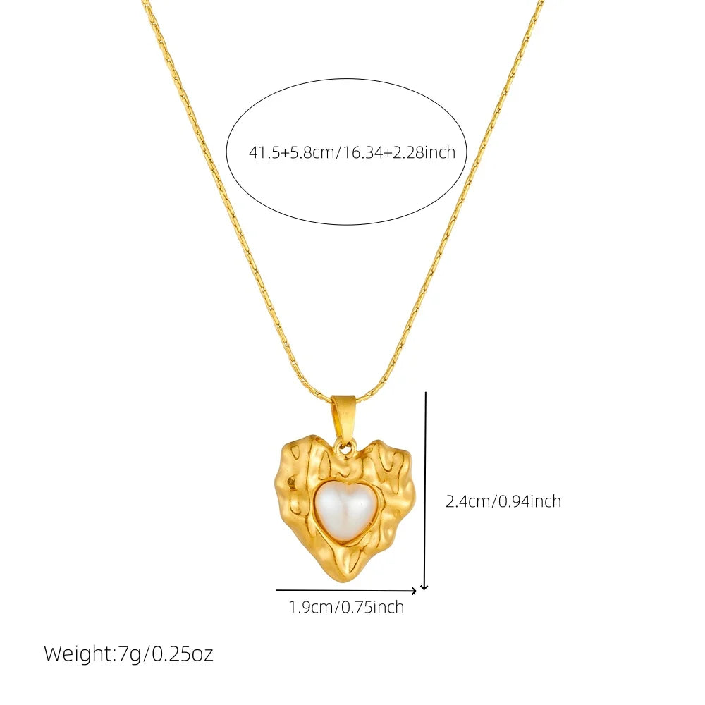 Golden Irregular Heart Pearl Jewellery Set