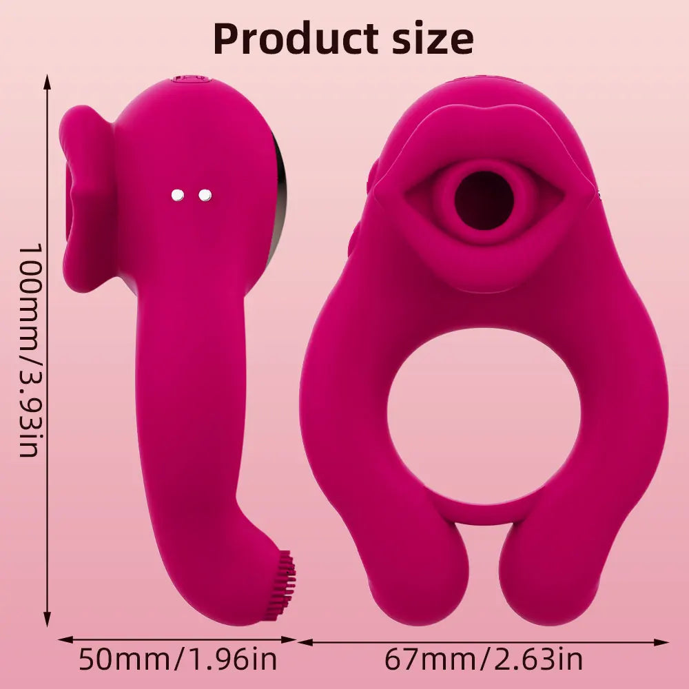 Pulse Lick Duo – Tongue-Licking Clitoris Stimulator & Delay Cock Ring for Explosive Couple Play