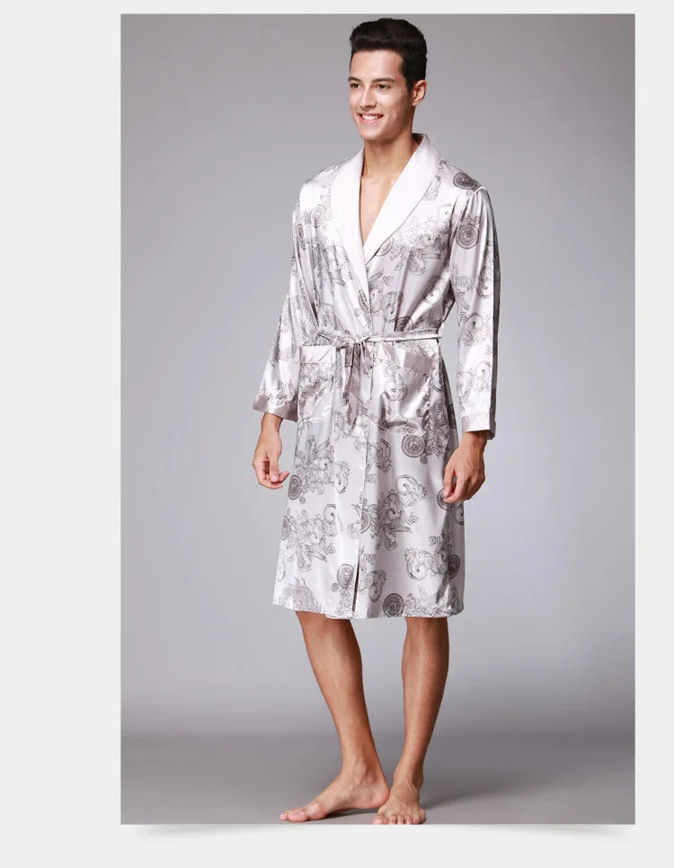 Luxury Comfort – Dragon Print Satin Pijamas for Men