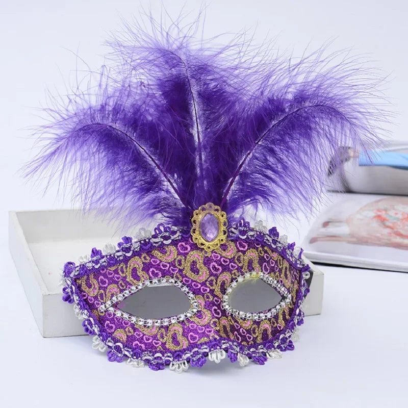 Sexy Venice Cosplay Mask – Erotic Masquerade Princess Eye Mask with Feathers & Luxury Floral Details
