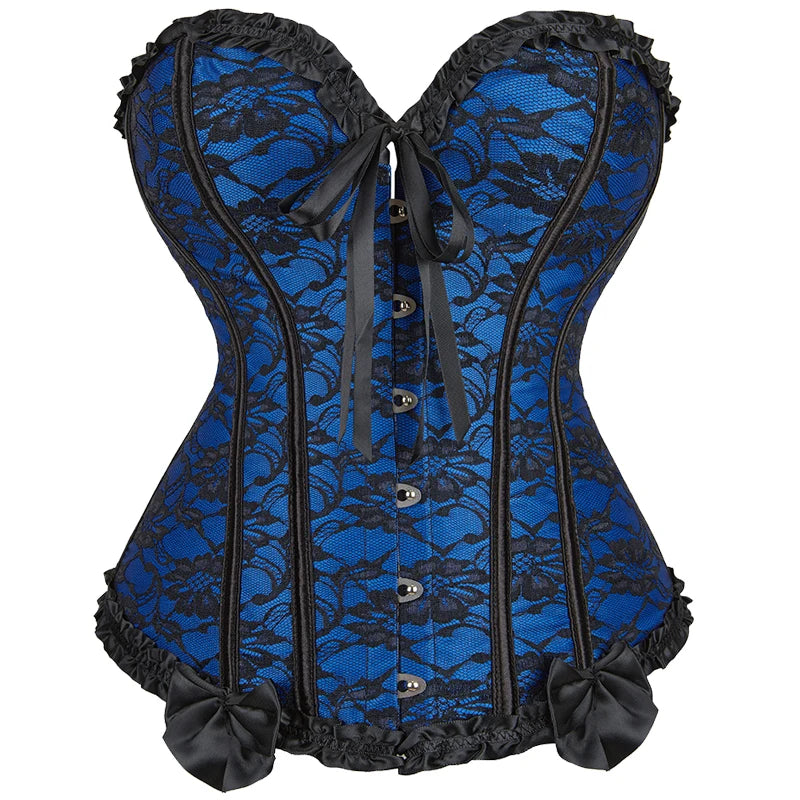 Sexy Gothic Overbust Corset Top – Lace-Up Boned Bustier with Elastic Fit, Steampunk Body Shaper for Women