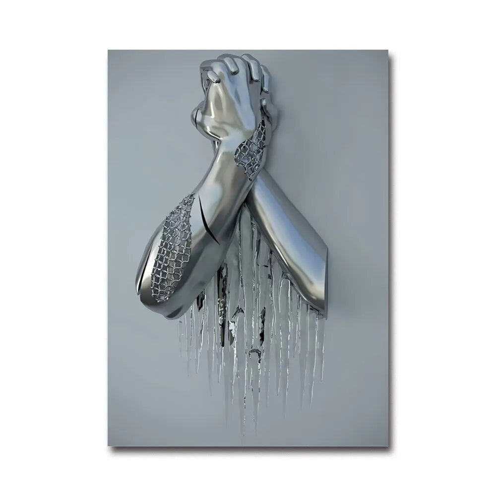 Futuristic Desire – Abstract Metal Robot Canvas