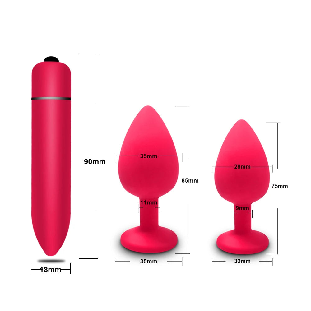PulsePlug Silicone Anal Vibrator Set – Unisex Bullet-Style Butt Plugs